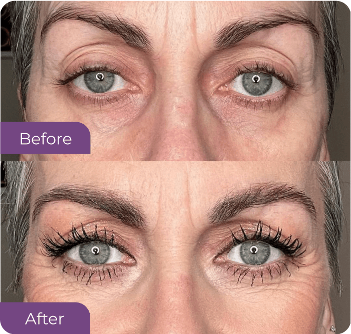 Angela Hart’s lashes before VolumeCare+ Mascara