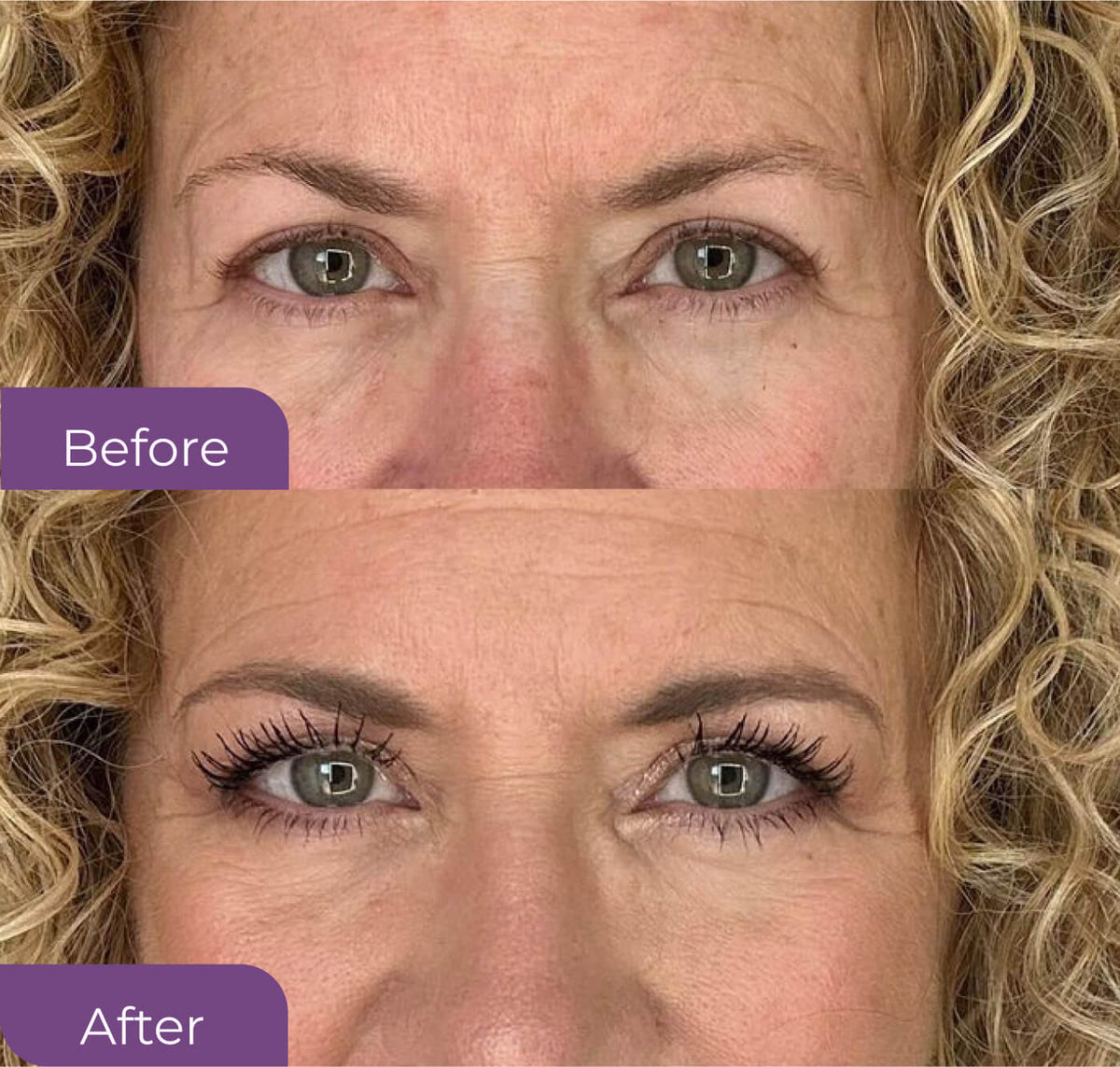 Patricia Moore’s lashes before VolumeCare+ Mascara